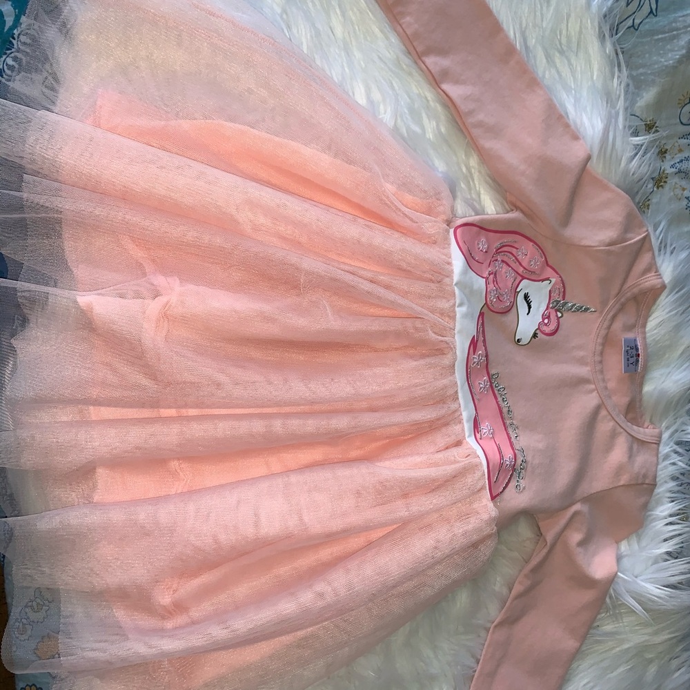 Unicorn tulle long sleeve boutique dress